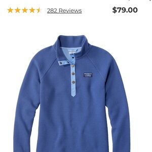 Women’s L.L. Bean Lakewashed Double-Knit Quarter-Snap Deep Blue Pullover Medium